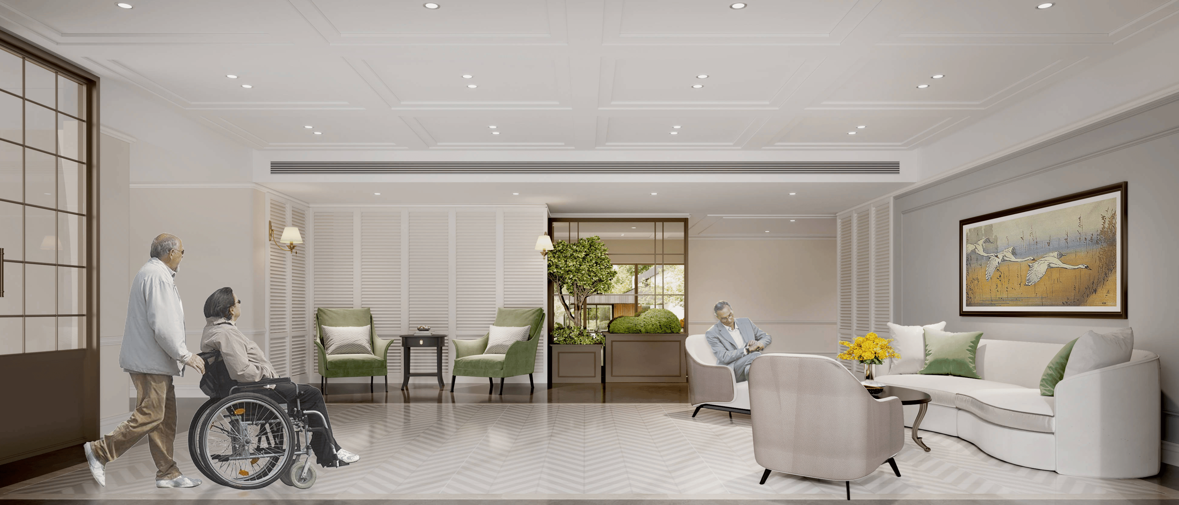 设施无障碍设计,包括轮椅坡道,宽敞电梯和防滑地面,确保移动无忧.