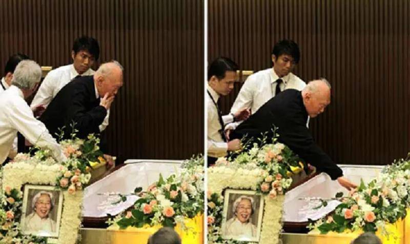 1947年秘密结婚,相伴63年的妻去世,葬礼上李光耀两次吻别感动世人