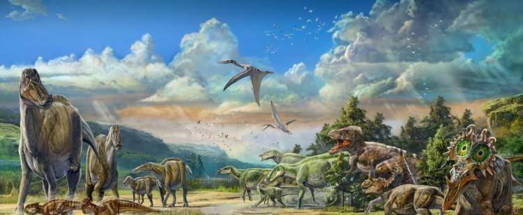 中生代的地球复原场景大嵩山雄鹰展翅的山势地貌景观五指岭断层形成的