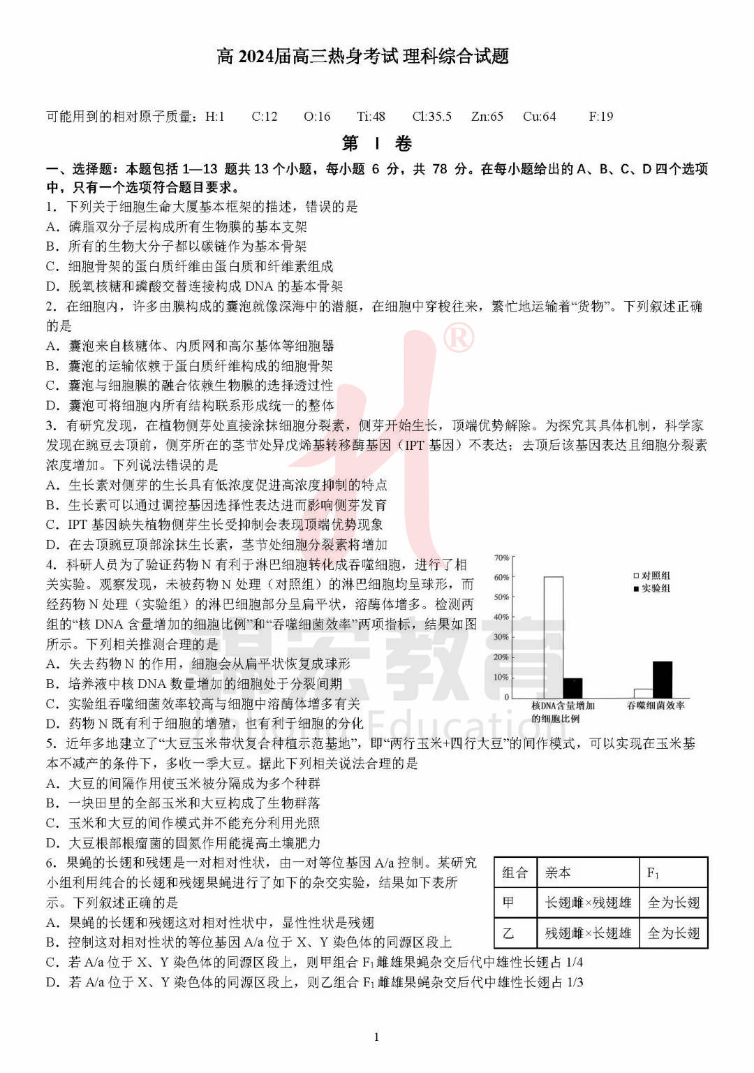 2017年理综全国卷1答案图片