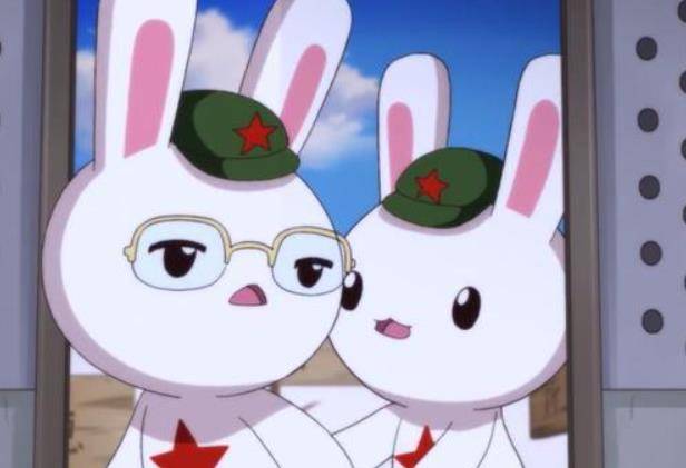 动画中的眼镜兔一副憨厚的表情,脸上永远挂着温和的笑容,把毛熊喝翻了