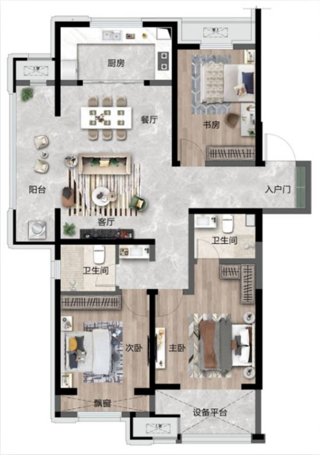桂语江南建面约136㎡户型图|装修示意效果图【桂语江南】售楼处