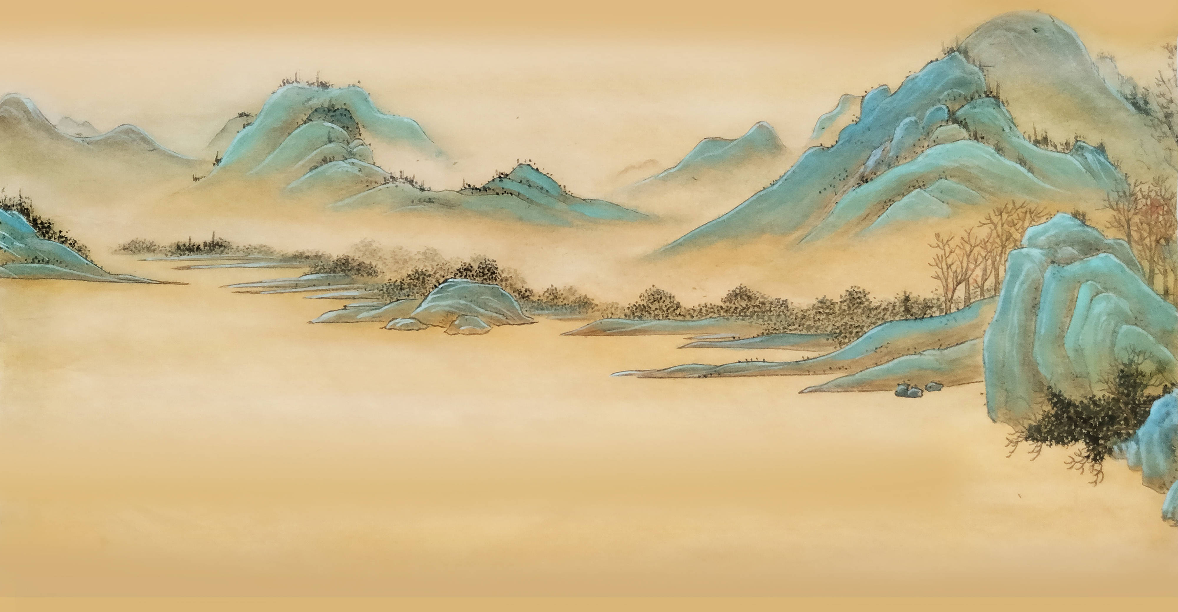 横幅《青绿山水小品》七幅