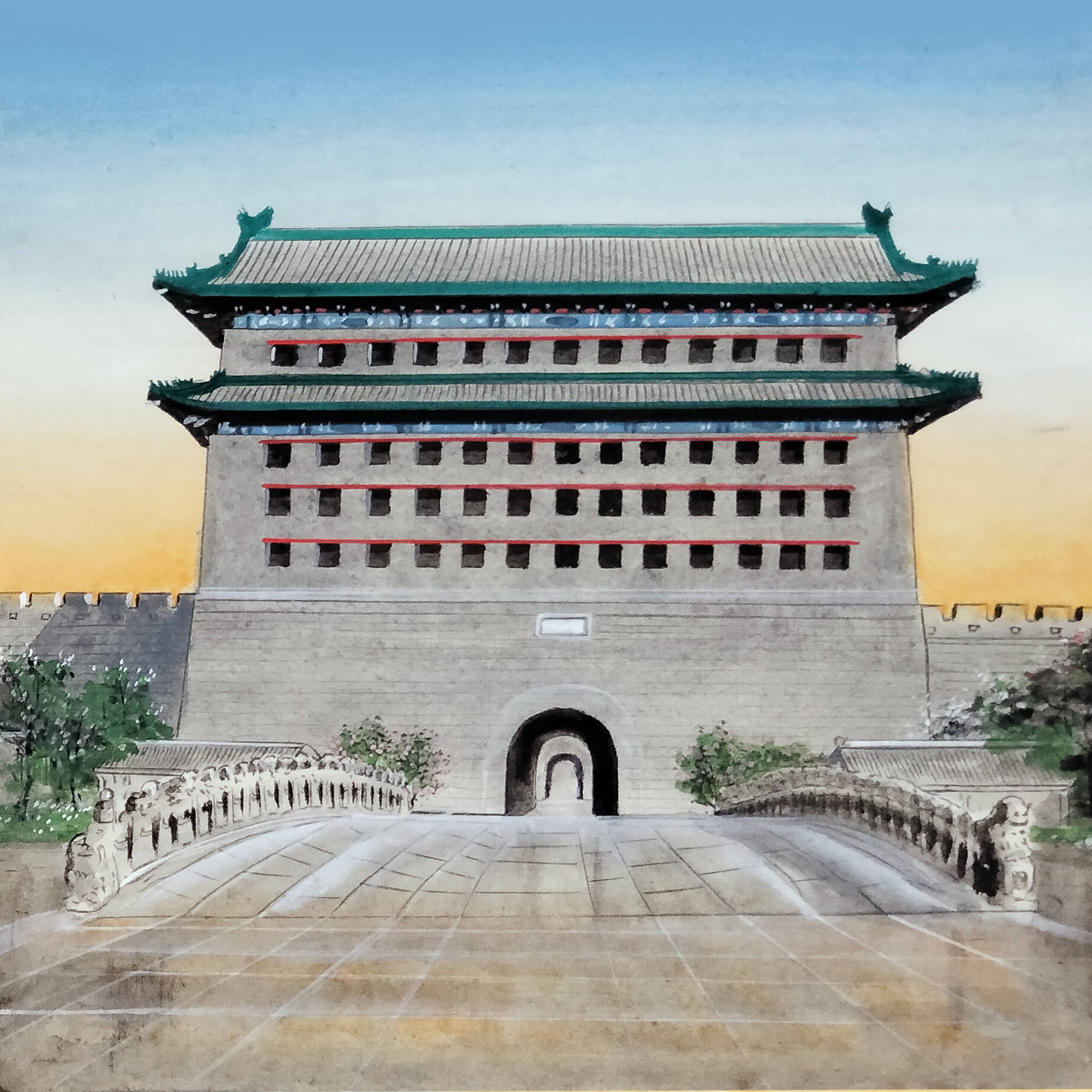 界画寒江---北京中轴线 . 正阳门
