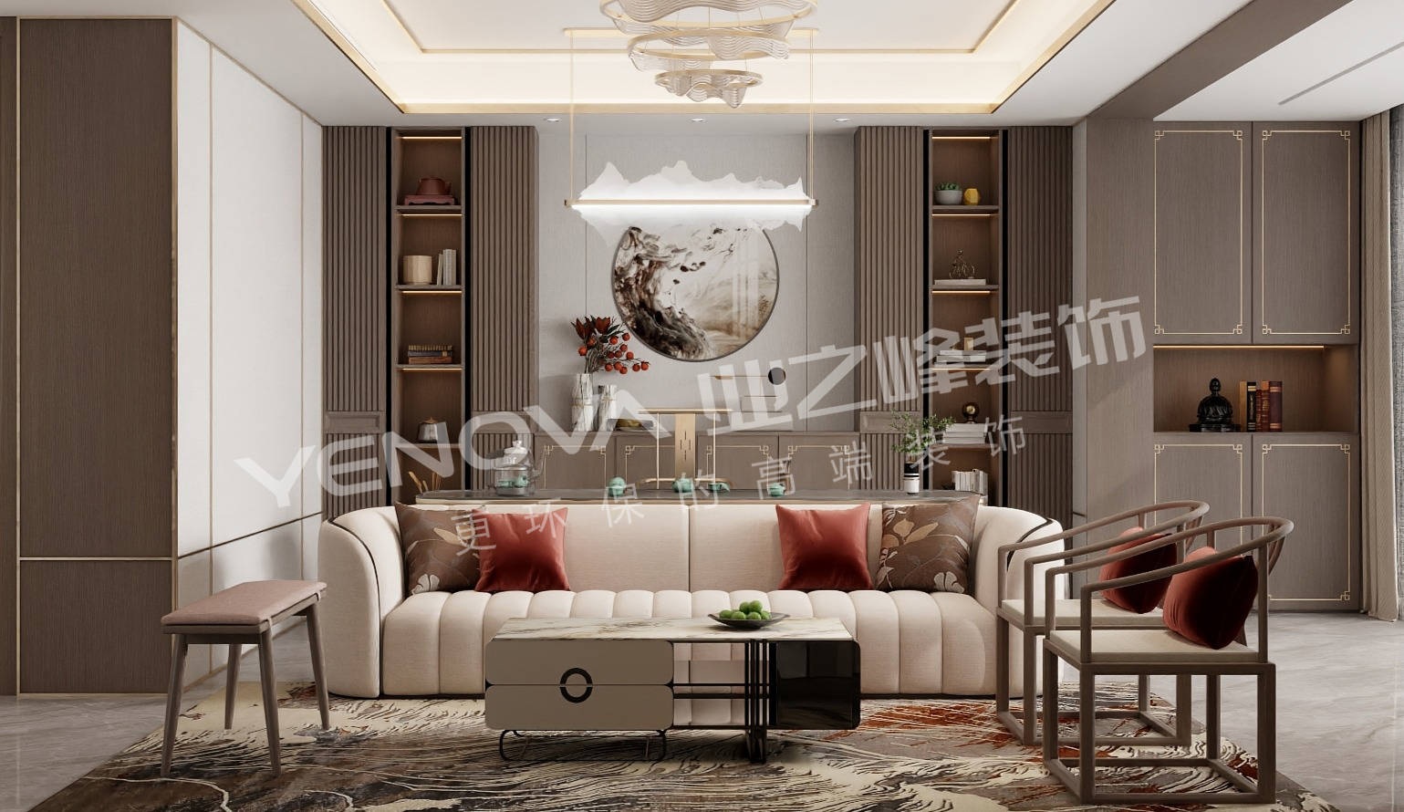 唐山橡树湾壹号院152平方米新中式风格装修效果案例|业之峰装饰