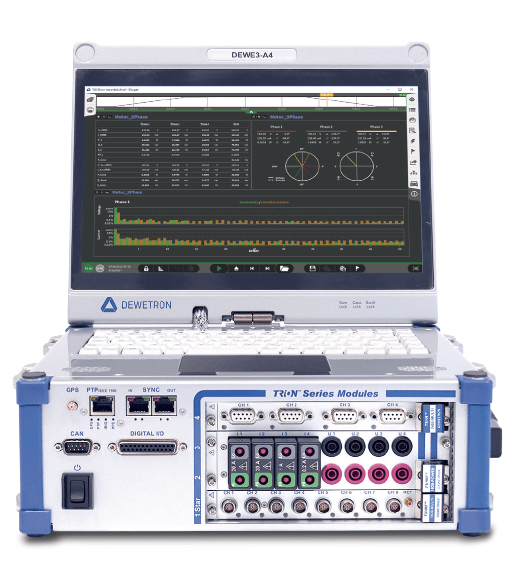 dewe3-a4 数据采集系统是最好的便携一体式功率分析仪解决方案.