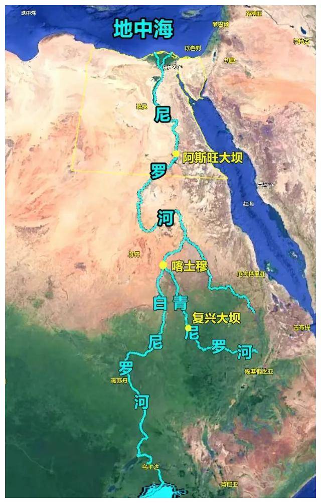 尼罗河水系图图片
