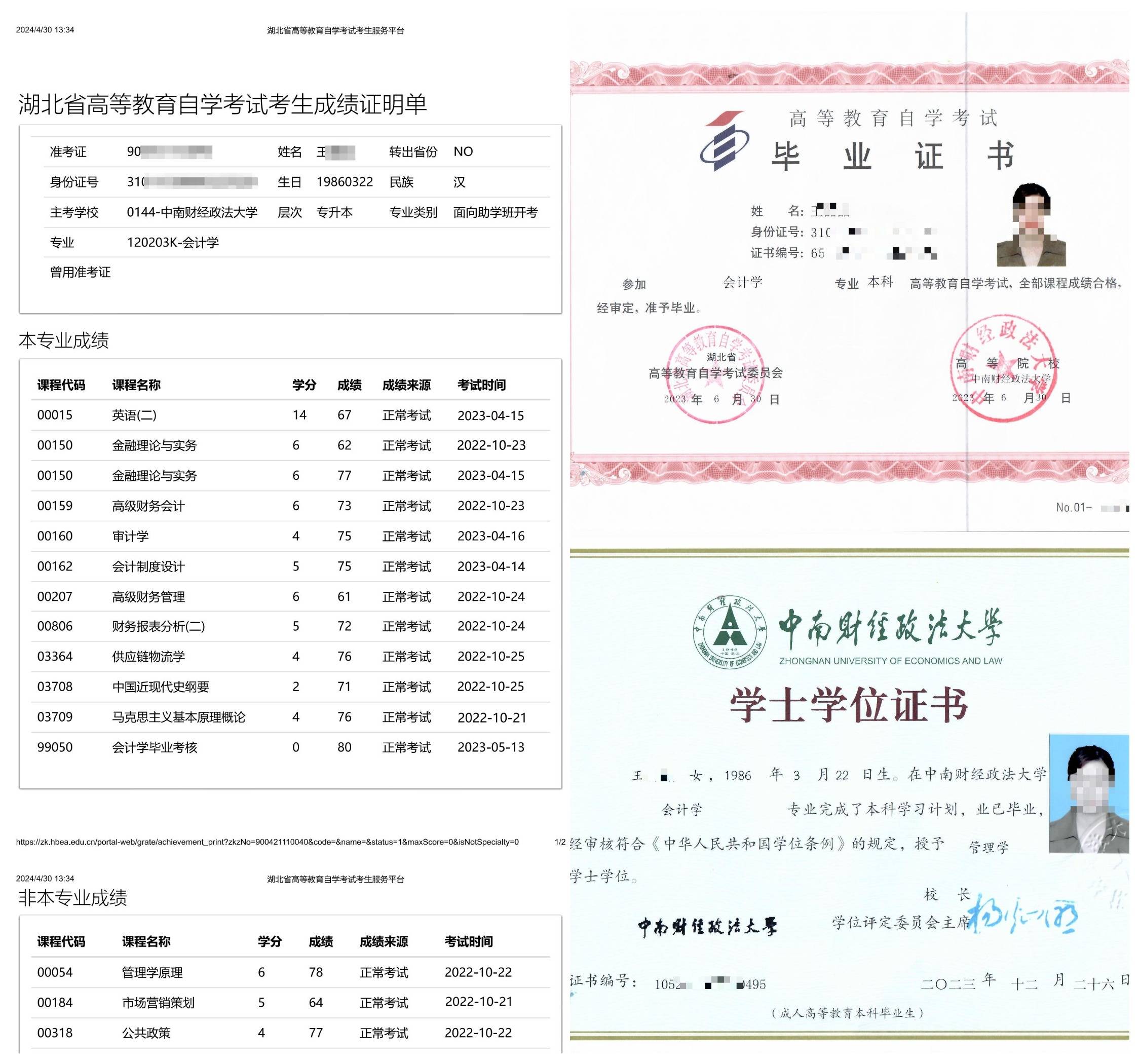 自考学历中南财经政法大学会计学本科招生简章
