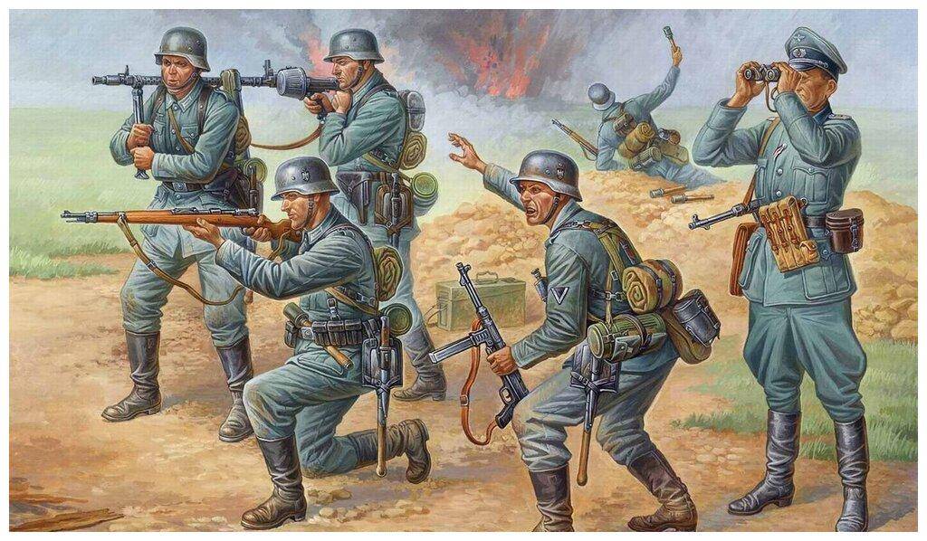 二战苏联和德国步兵插画