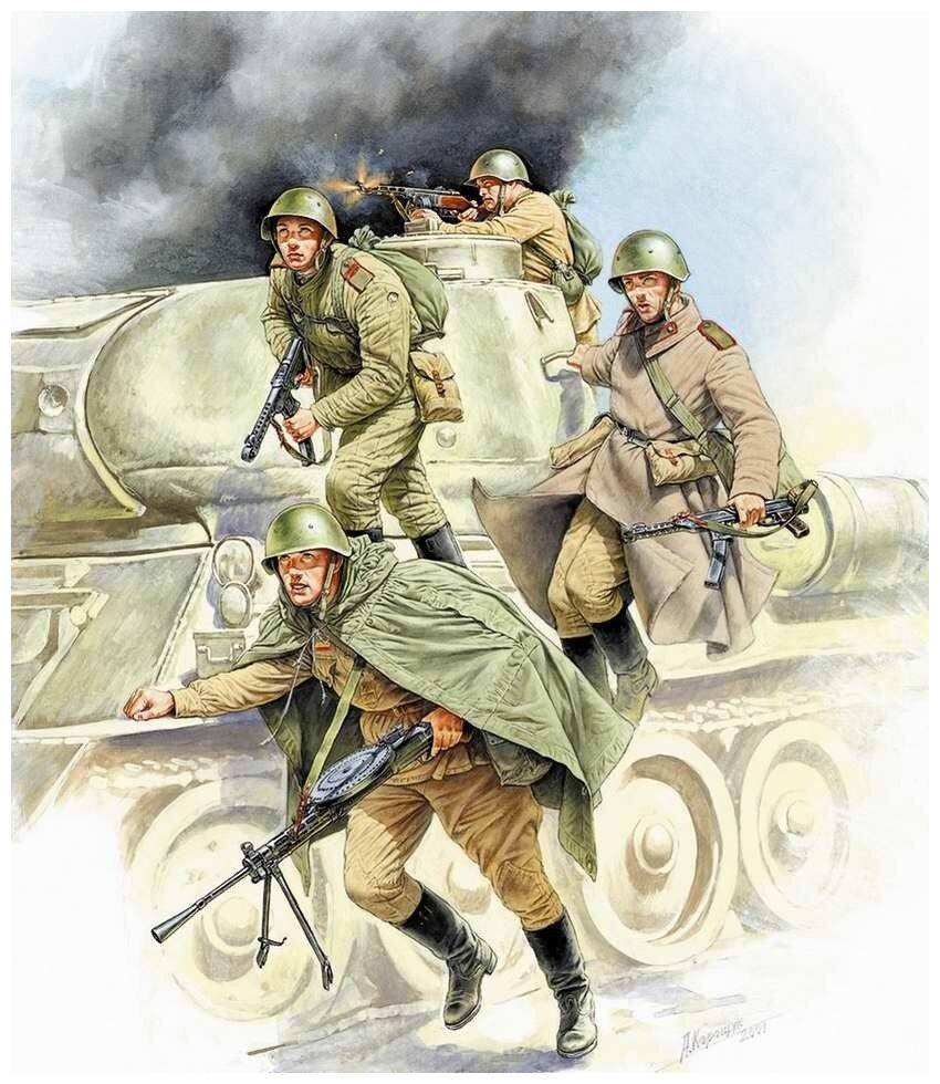 二战苏联和德国步兵插画_德军_士兵_进攻