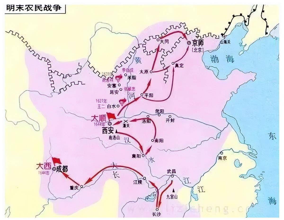 李自成时期地图图片