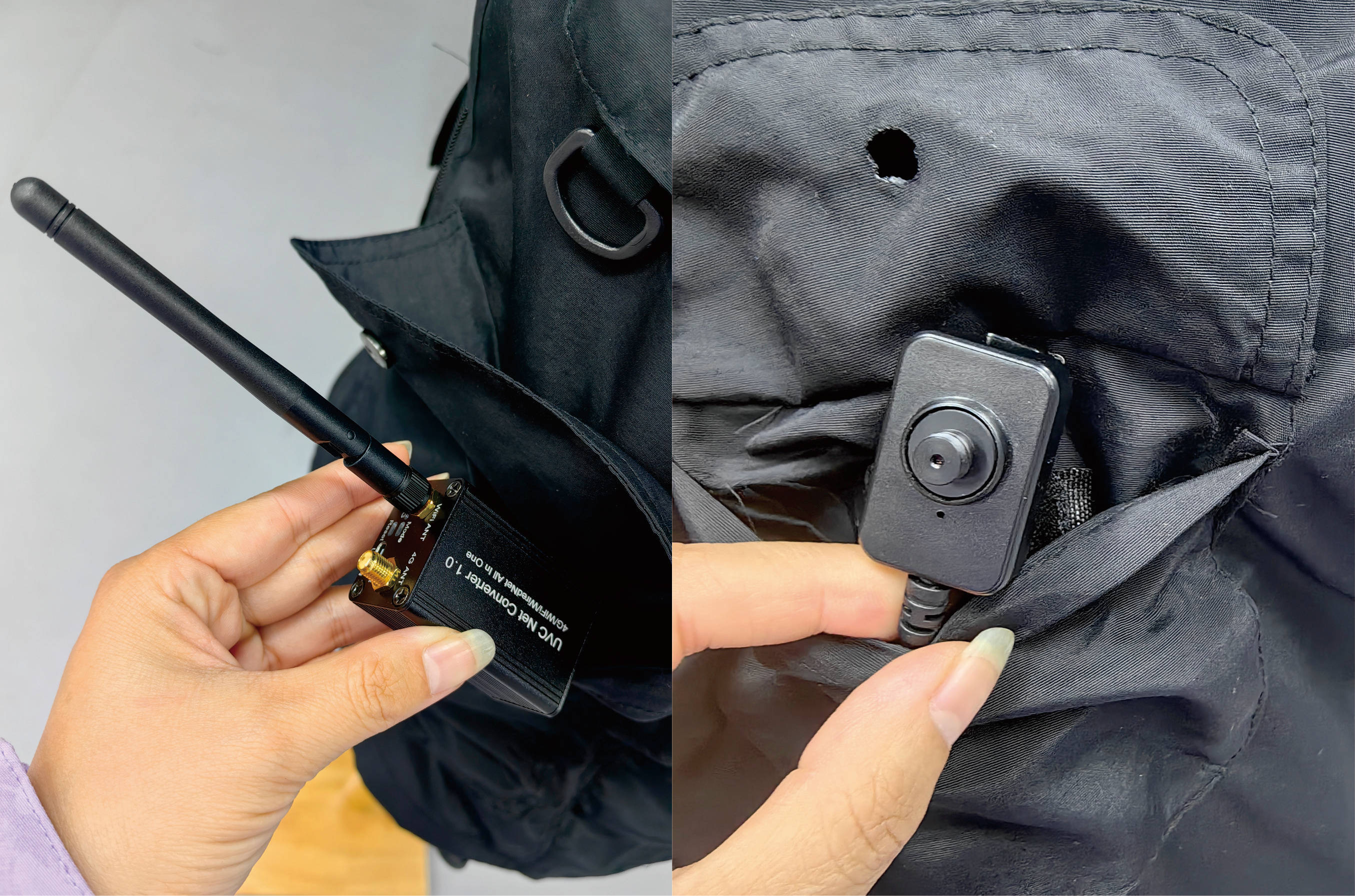 一,密拍功能:背心内置的小型拍摄设备极为隐蔽,通过伪装的纽扣进行