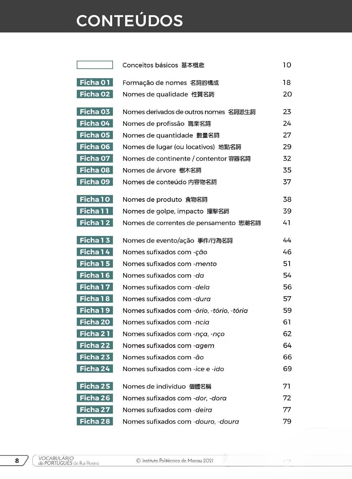 葡萄牙语词汇学习 vocabulário do português para alunos chineses