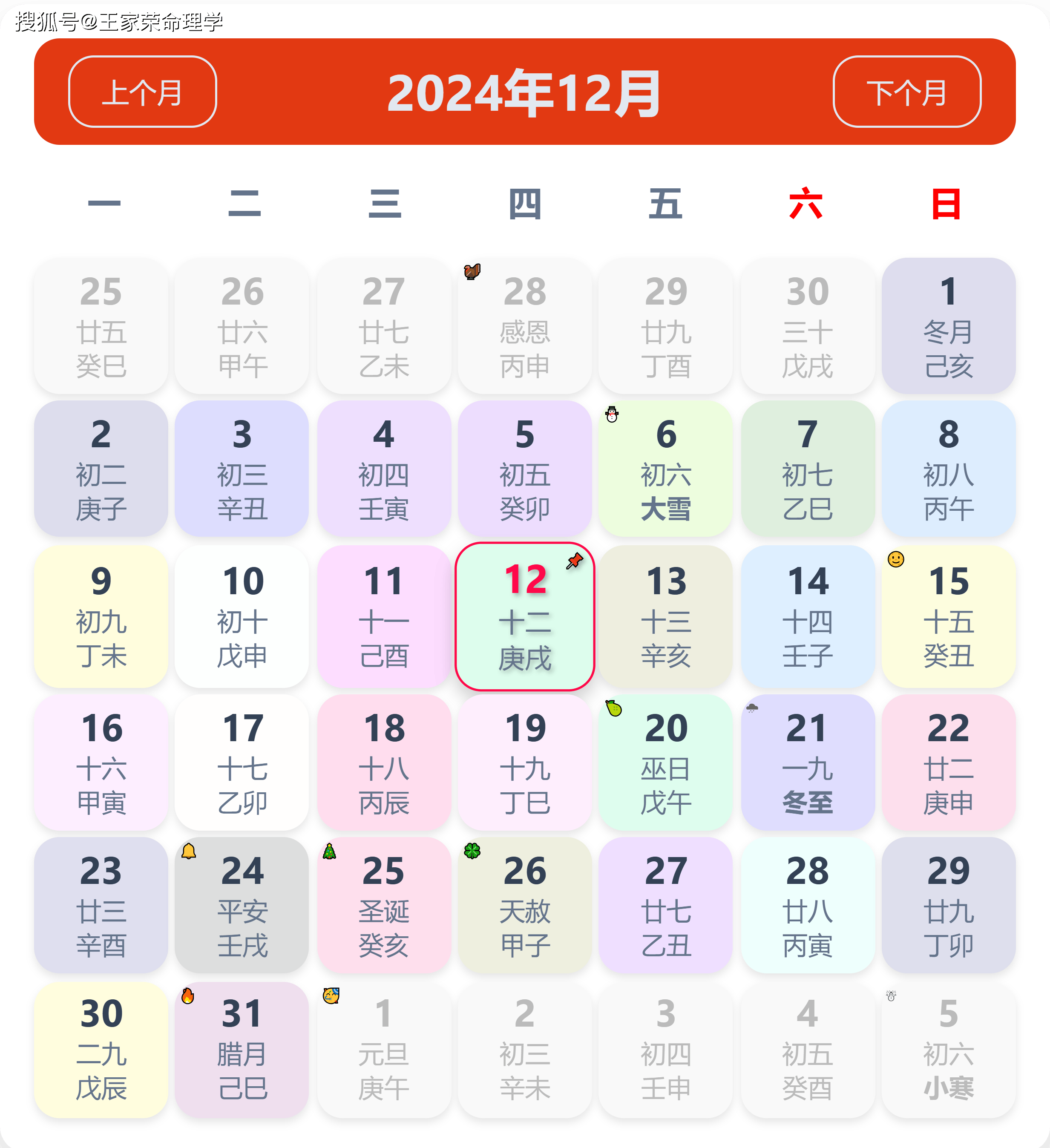 老黄历看日子生肖运势查询（2024年12月12日） ​