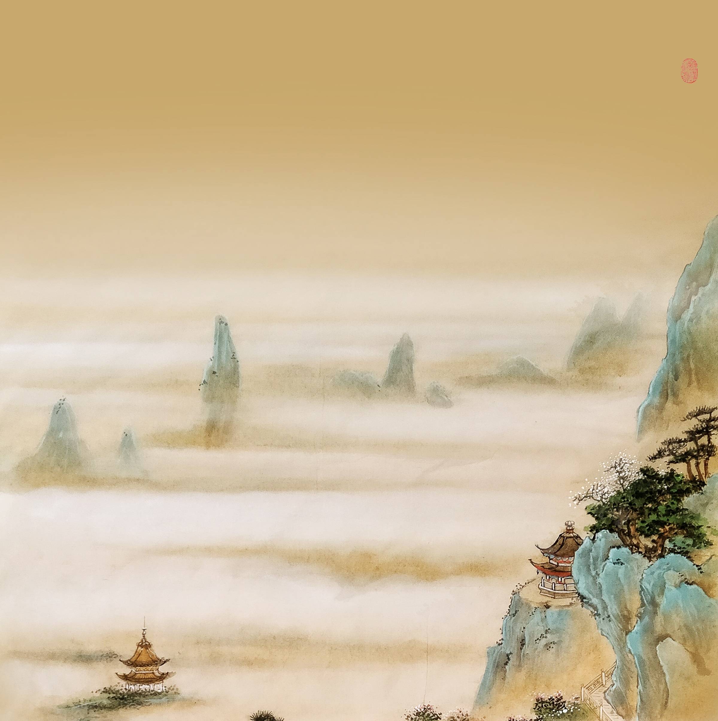 界画寒江---工笔界画《蓬莱仙境图》