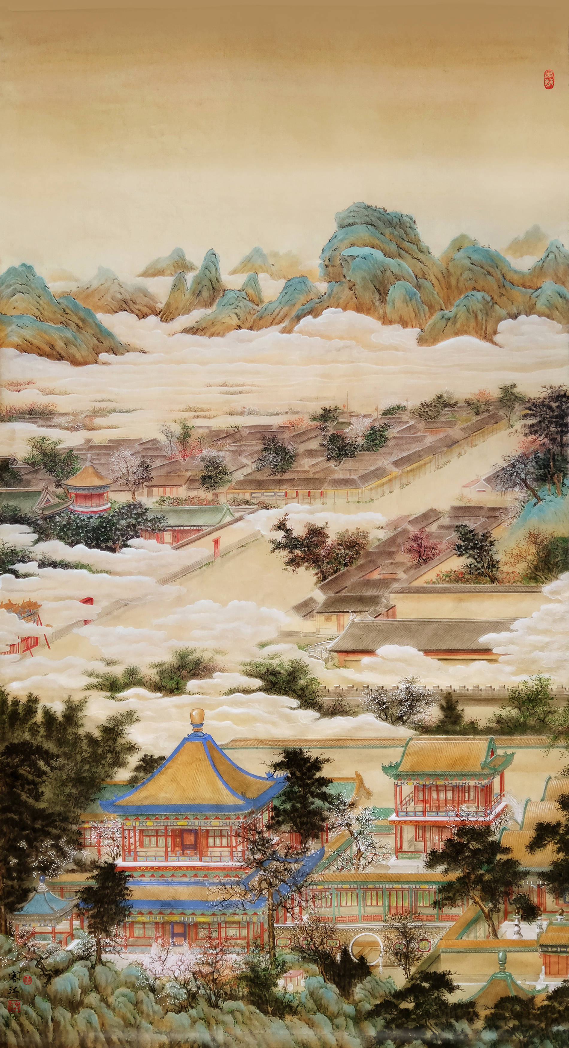 界画寒江工笔界画建福宫春景图