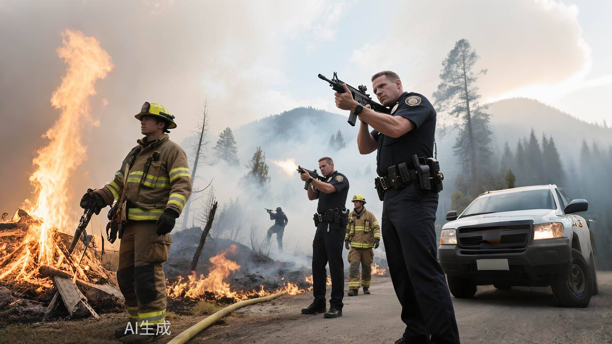 美国多名消防员灭火时遭枪击,已致2死,灭火现场变血腥战场