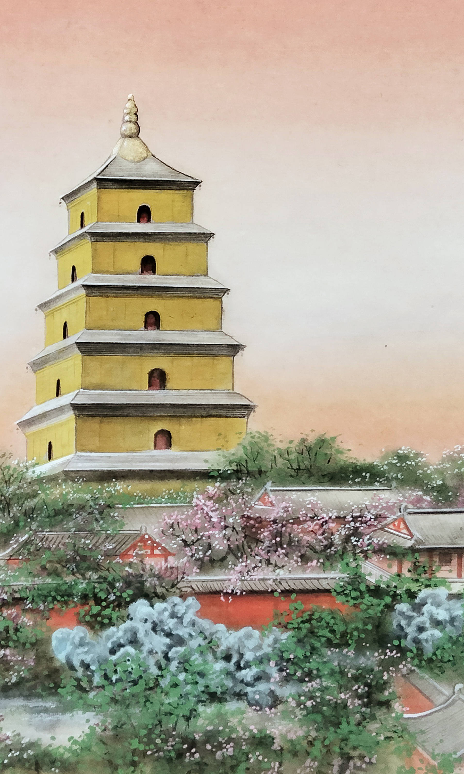 界画寒江---工笔界画《西安.大雁塔》