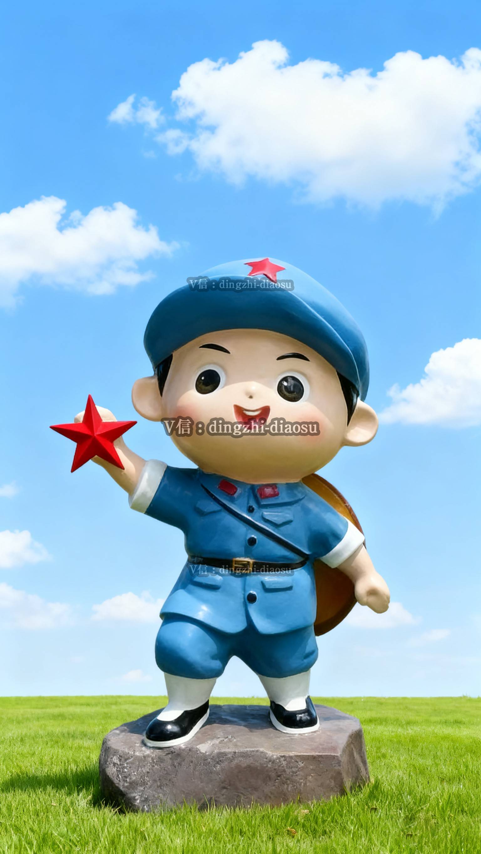 匠心铸就卡通小红军玻璃钢雕塑,绽放红色文化魅力