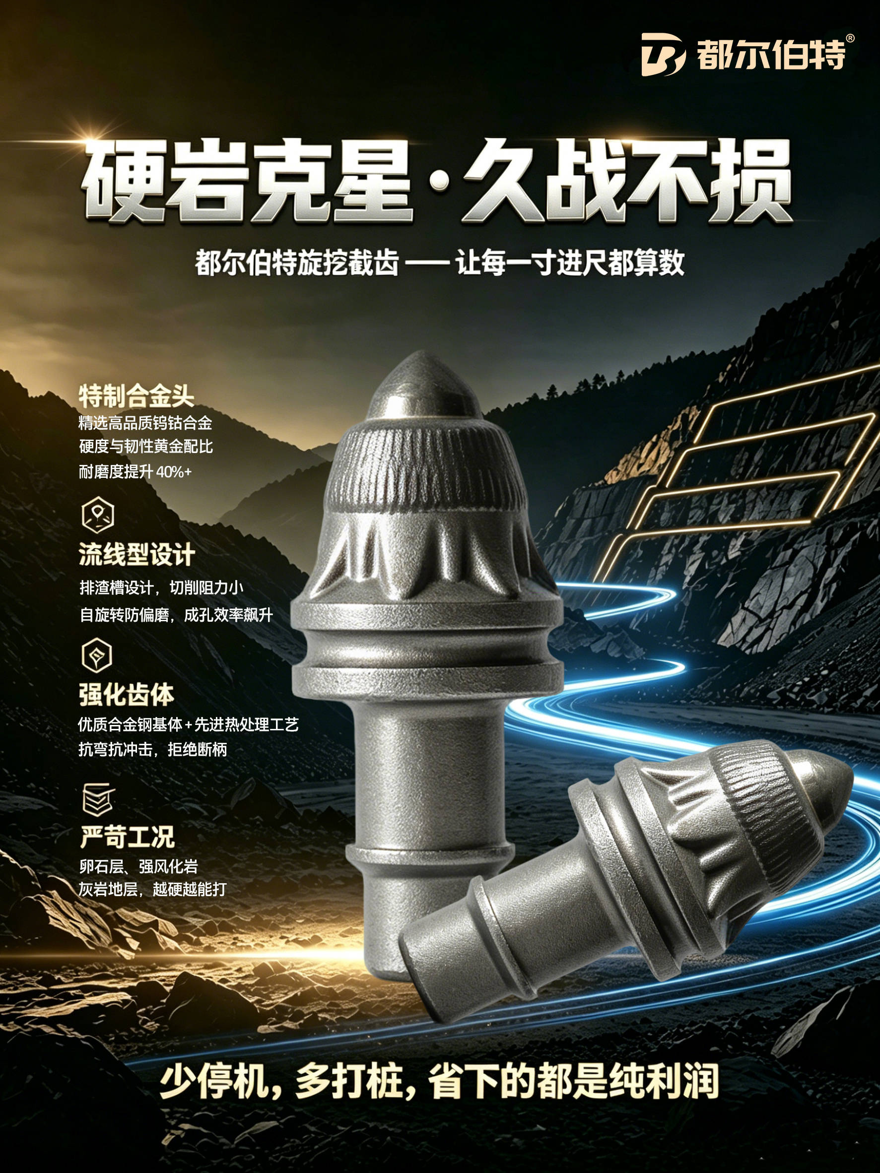 旋挖钻机截齿 打桩机截齿 3060截齿