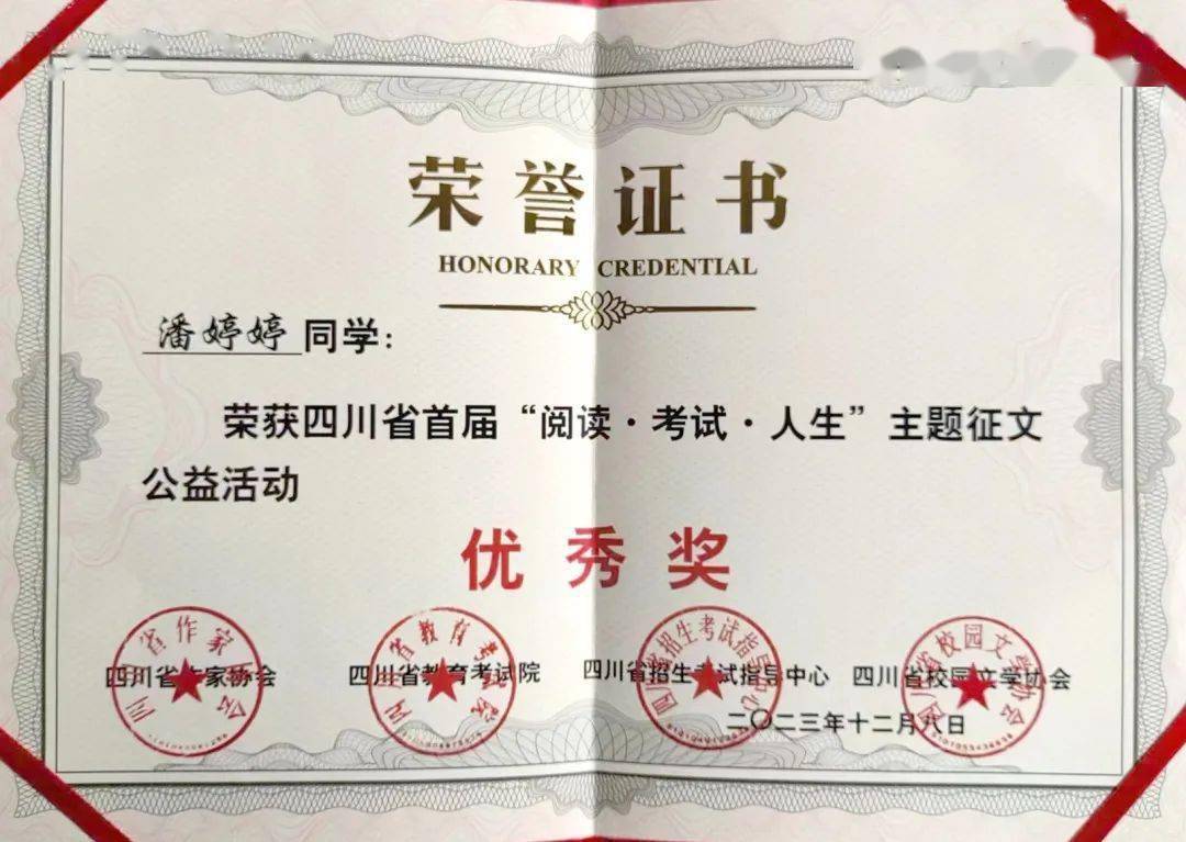 棠外高中学生徐梓芊荣获四川省一等奖