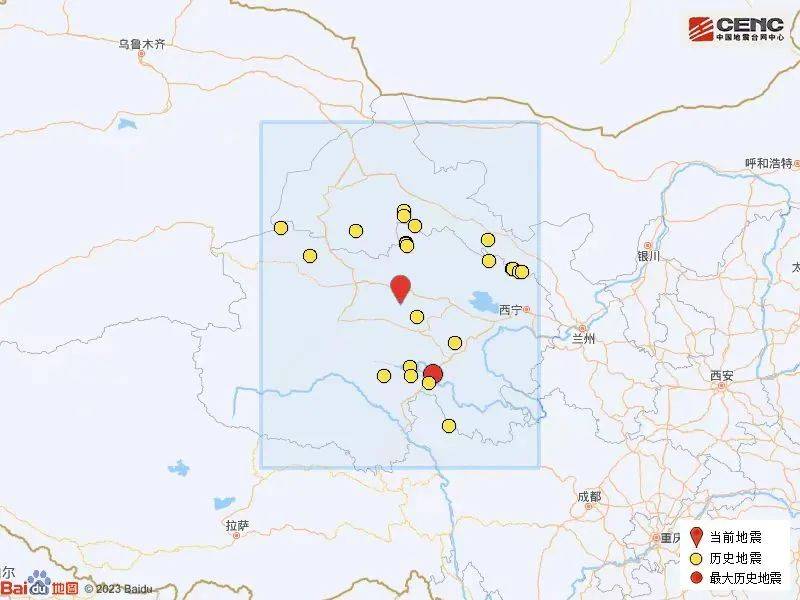 距最近六級地震為2022年3月26日0時21分發生在青海海西州德令哈市的6.