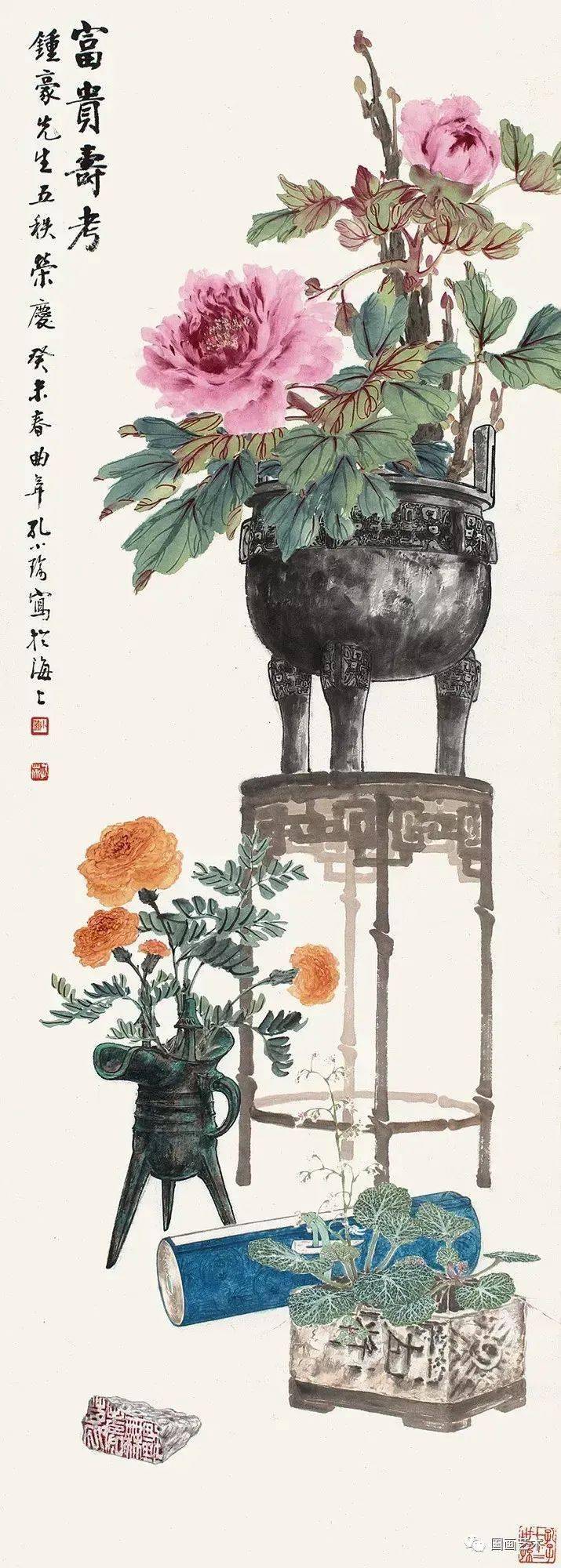 "民国四擅"之一,孔小瑜博古画作欣赏_作品_国画_创作