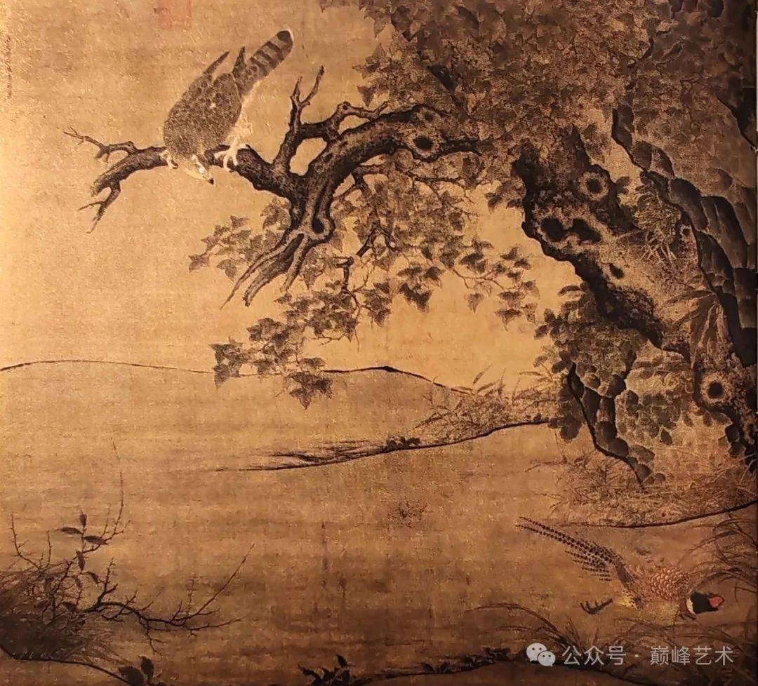 每日一画 | 枫鹰雉鸡图轴_李迪_苍鹰_自然界