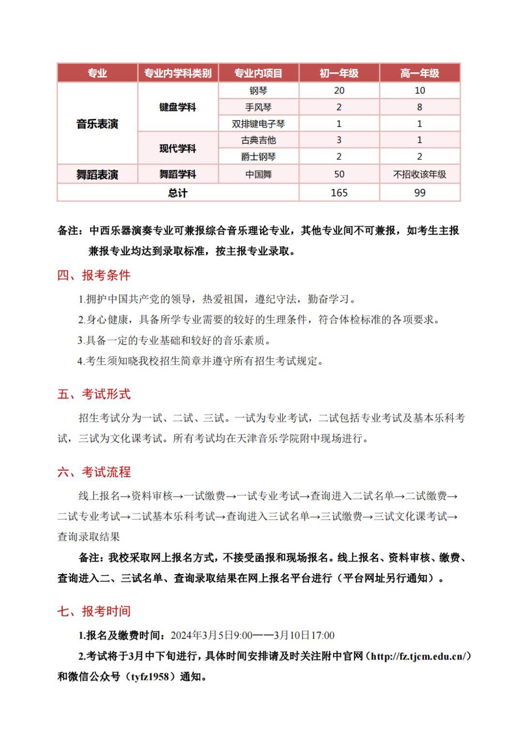 最新发布天津音乐学院附属中等音乐学校2024年招生简章