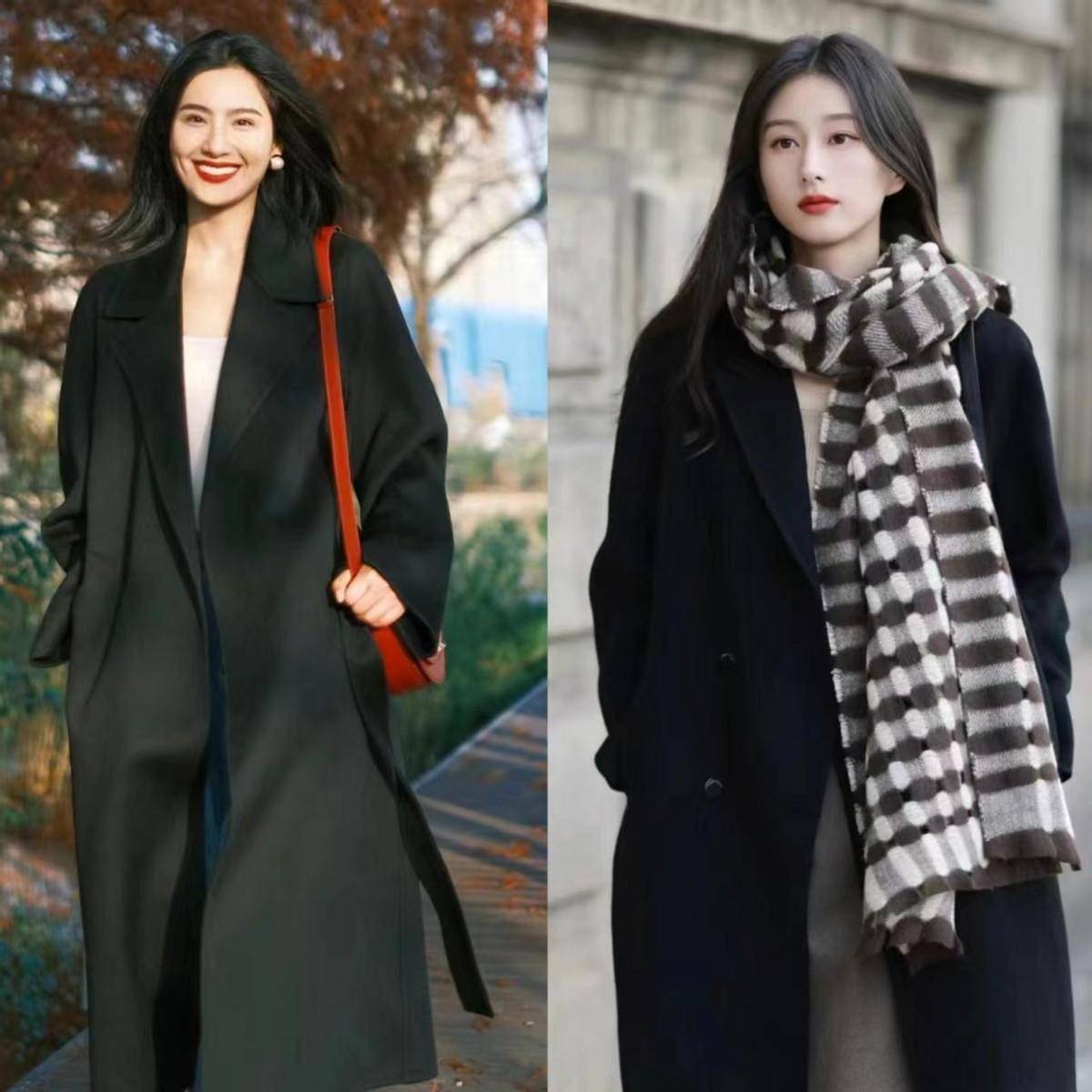 建议中年女人把心思花费在配饰方面,就以黑色羊绒大衣为例.