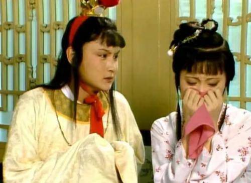 宝玉和黛玉共卧一床闲话.黛玉看见宝玉左边腮上有一块血渍.