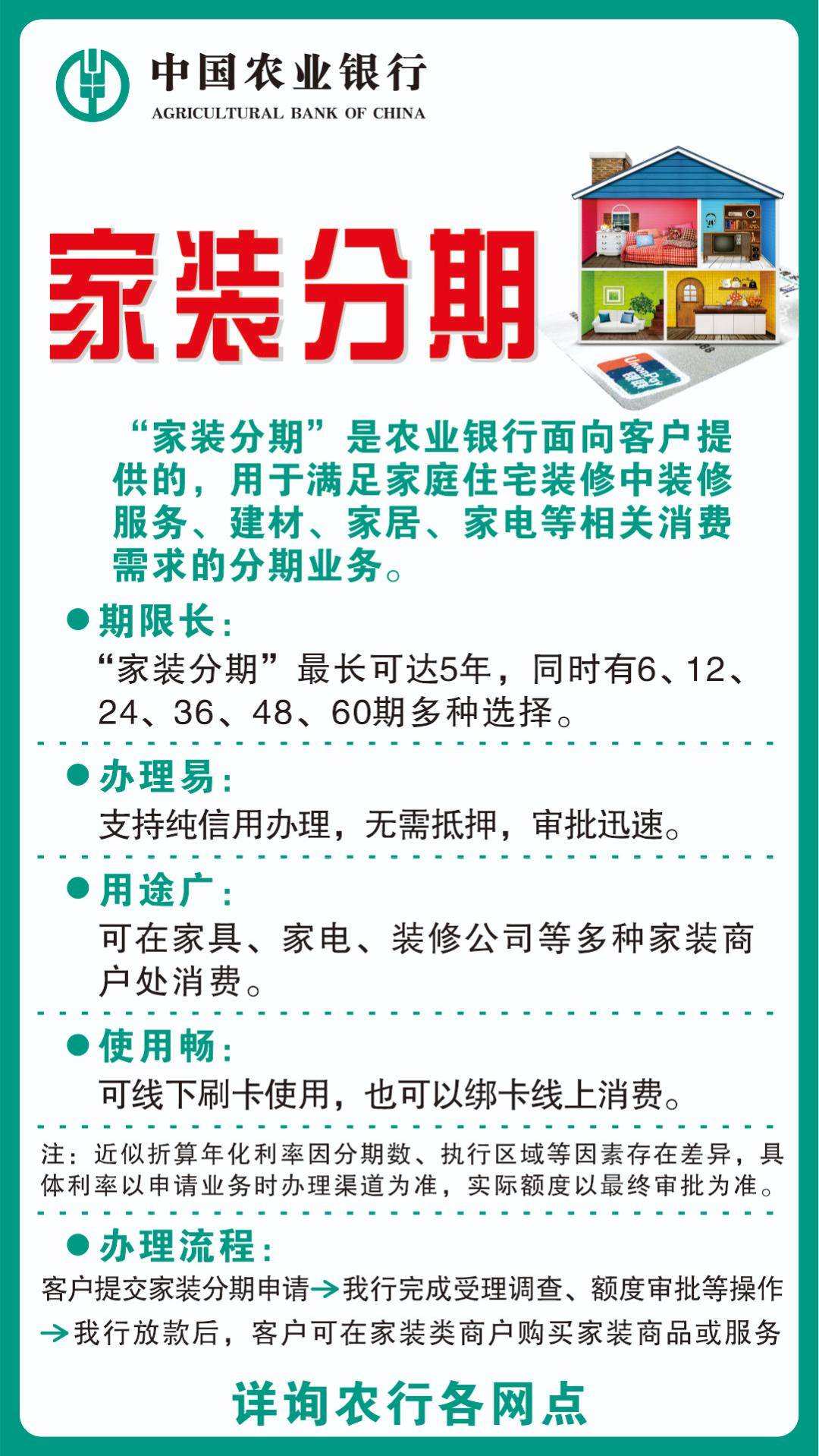 农行"家装分期"——办理易,用途广_支行_审批_消费