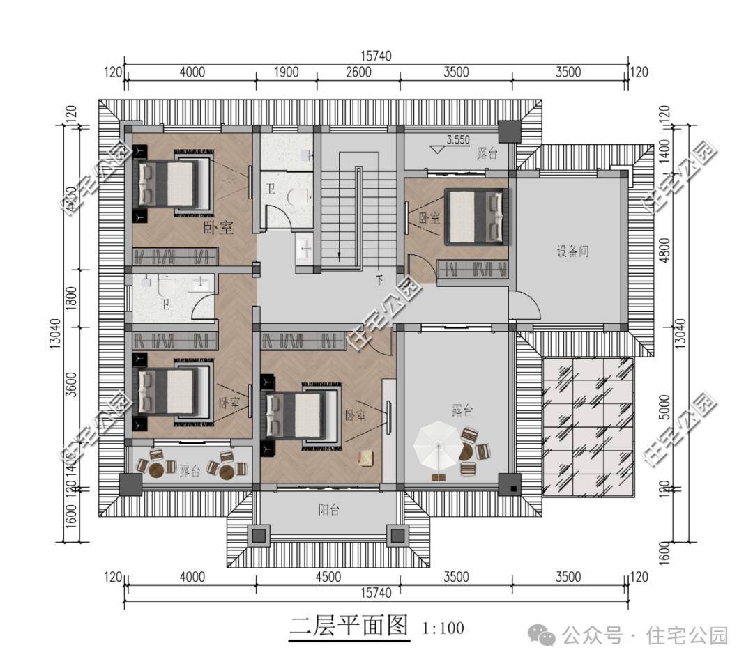 带柴火房的二层农村别墅,12米宽大客厅,朝南套房,大露台全都有(2257)