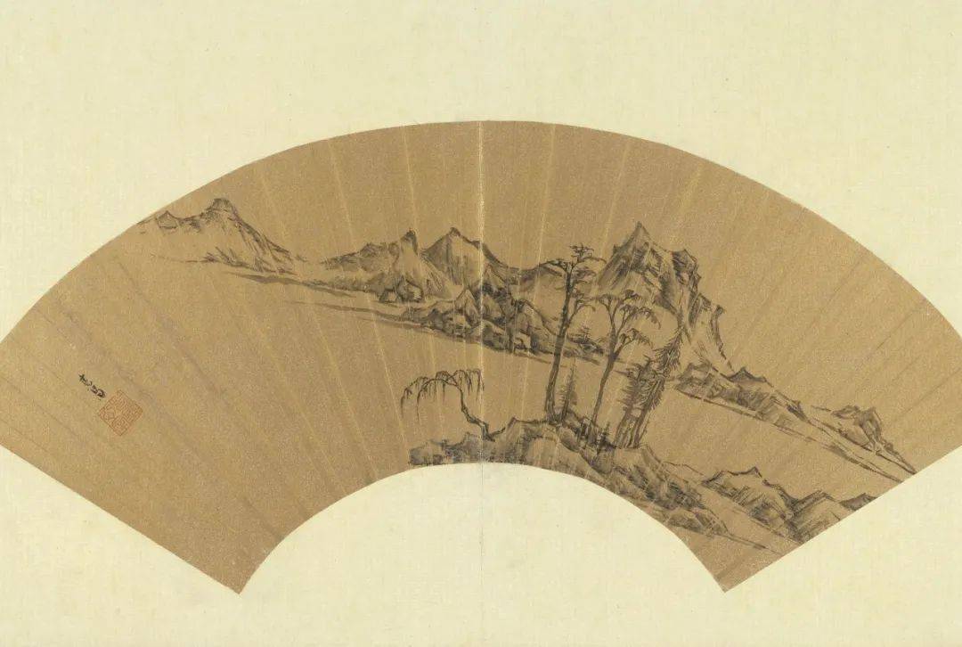 5x52明董其昌便面画册 册 倣富春图18.4x58