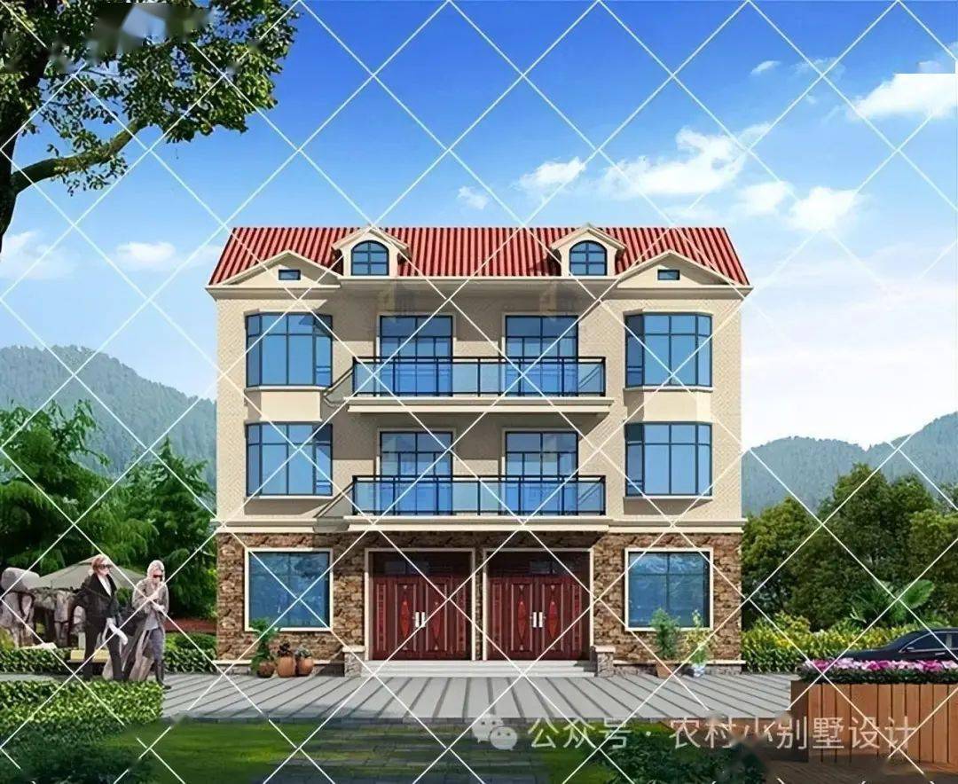 36款豪华大气三层农村兄弟双拼别墅,住出豪宅范儿三层双拼别墅_信号