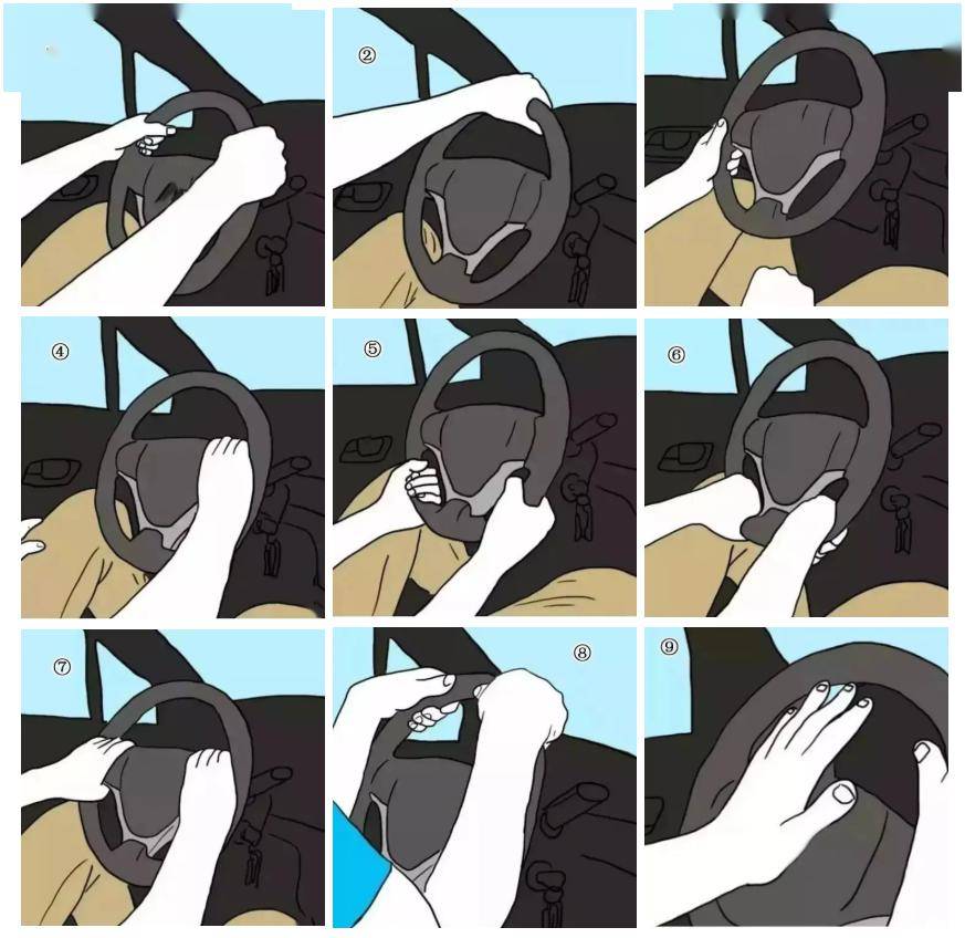 你开车打方向盘的时候用的是下面哪个姿势?方向盘握对了吗?