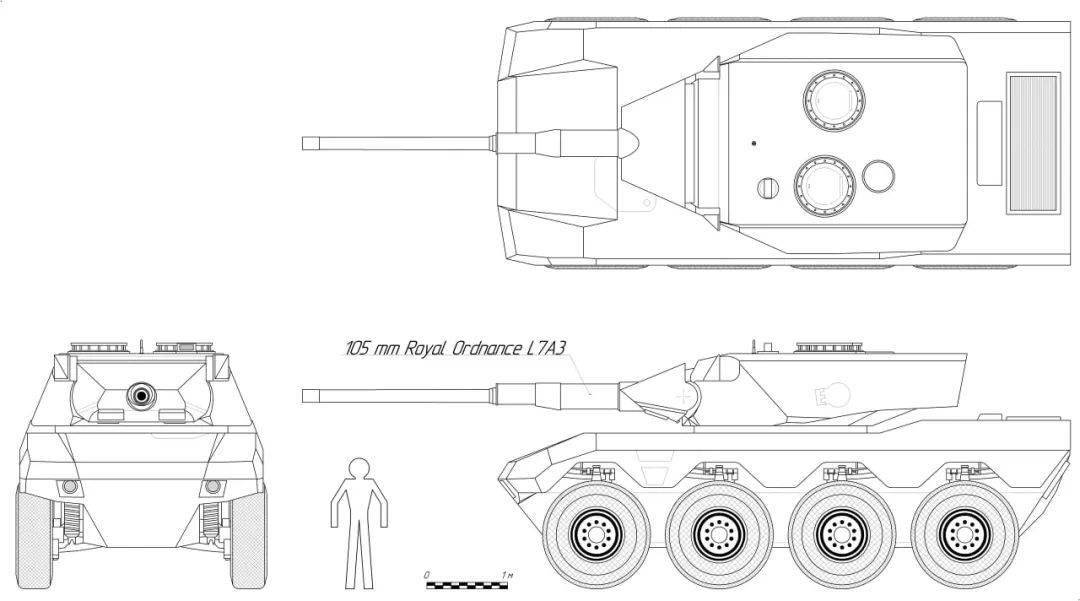 戴姆勒-奔驰rkw 90 (8*8)的三视图i系超重型坦克线安萨尔多gl-152