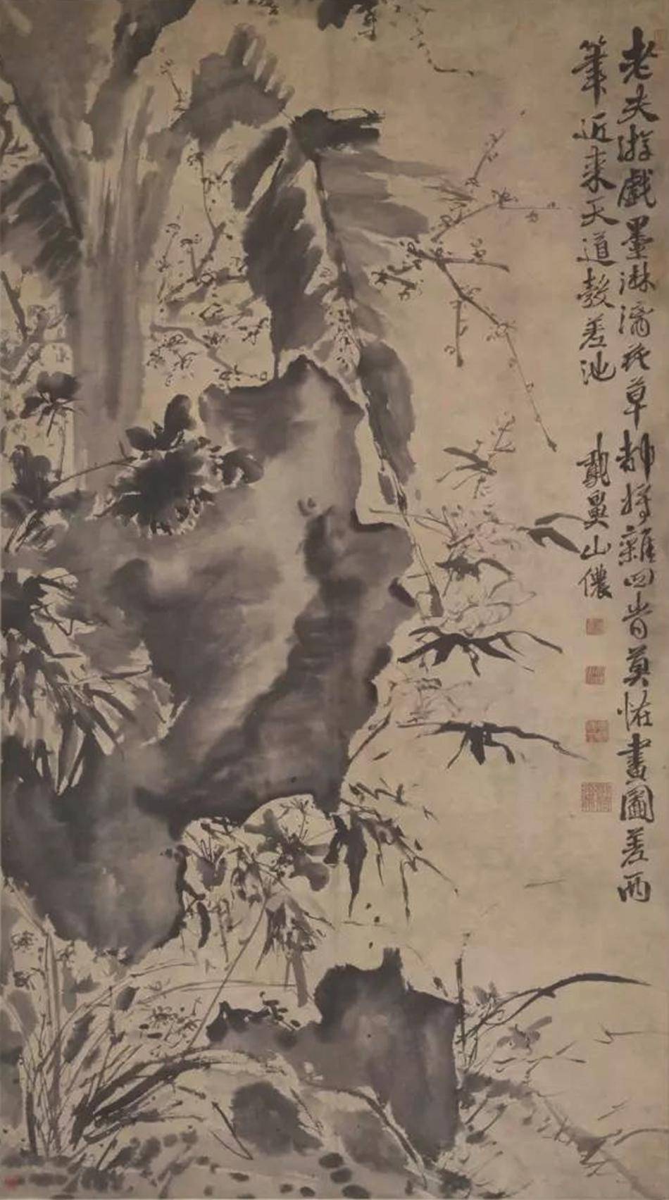 徐渭笔下的墨石头_作品_牡丹_中国画