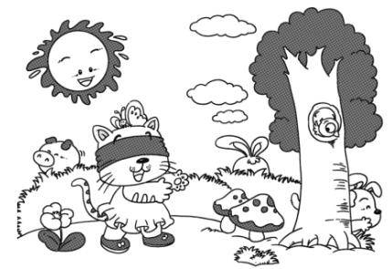 示例:今天天气真好,森林里的小动物们在一起玩捉迷藏呢.