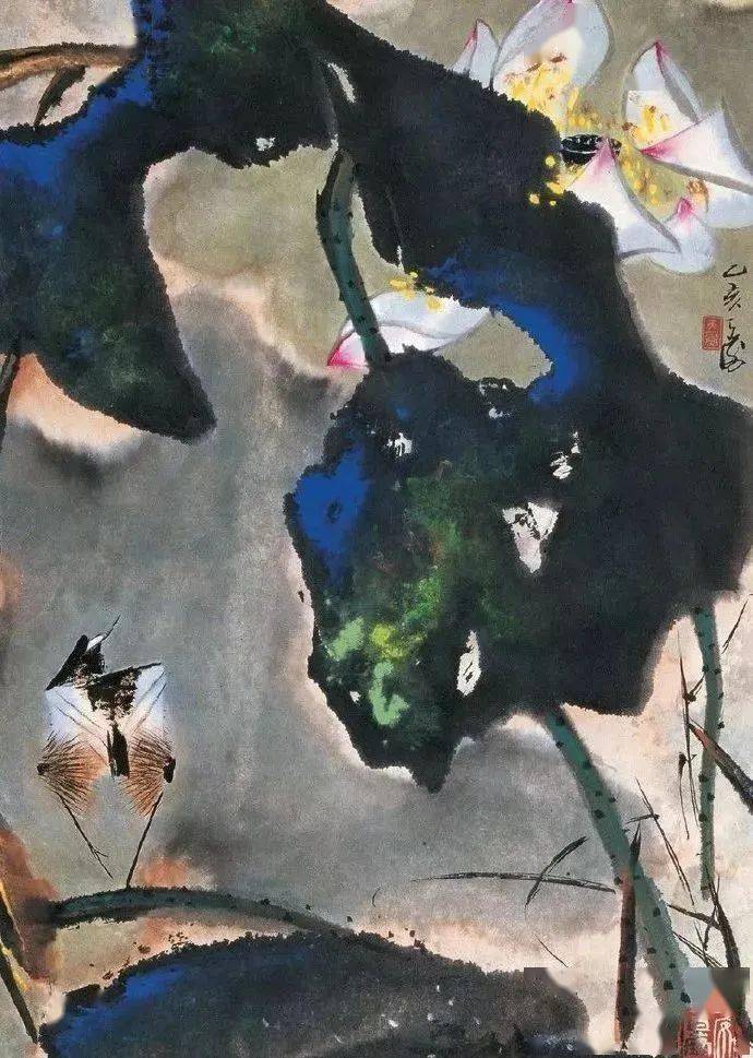 鸟儿_荷花_笔下