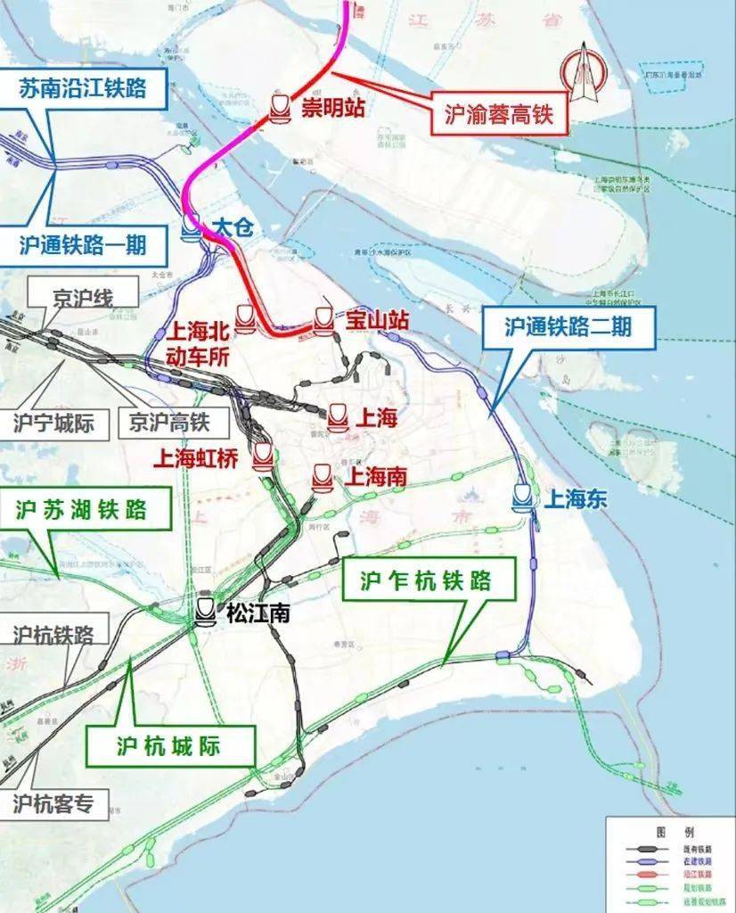将成为上海北部铁路枢纽的新建上海宝山站和崇明站2021年,官方曾宣布