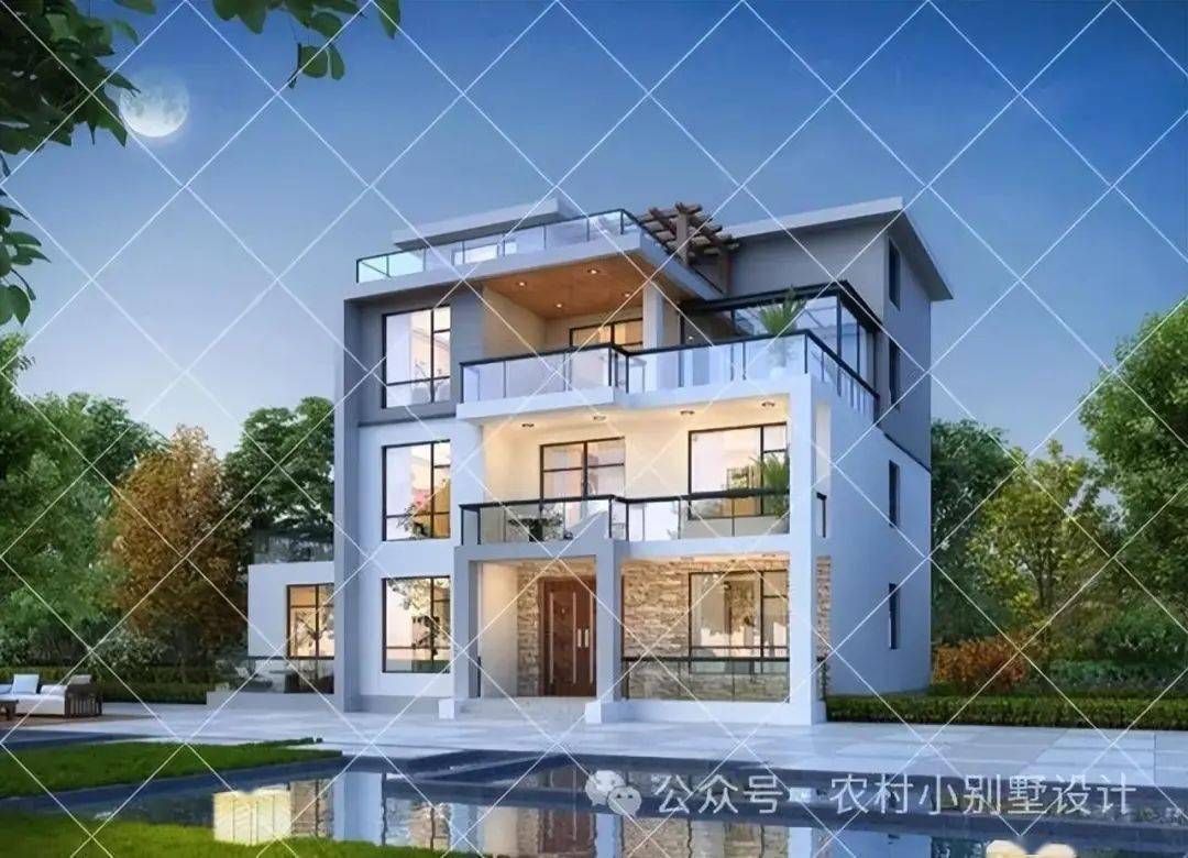 三层简约现代轻奢风别墅,开春建房的好选择!