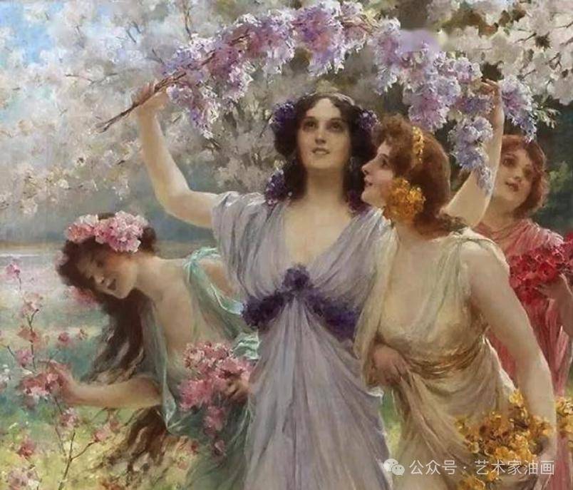 奥地利画家汉斯.施拉姆油画女子_作品