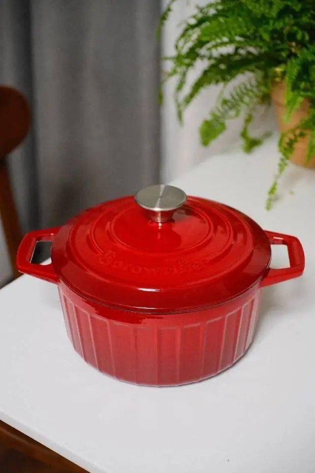 德国博朗菲珐琅锅169元大容量口径22cm360立体加热微压锁水导热快明火