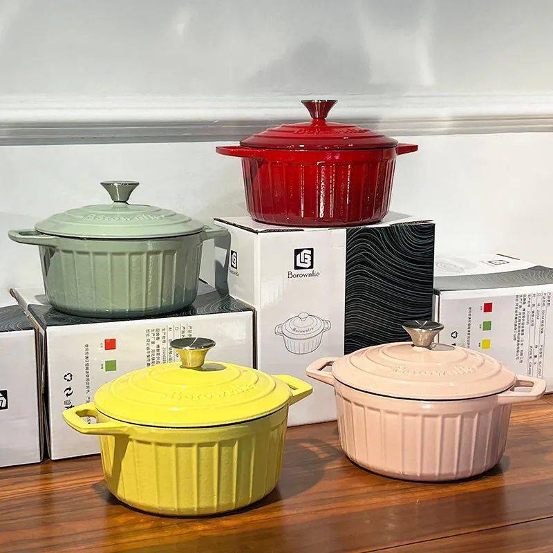 德国博朗菲珐琅锅169元大容量口径22cm360立体加热微压锁水导热快明火