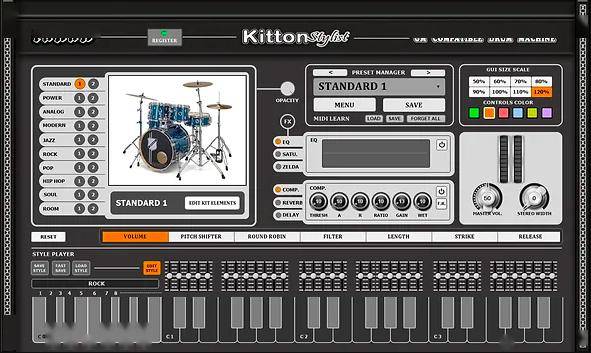 fananteam发布兼容gmmidi标准的kittonstylist鼓机插件
