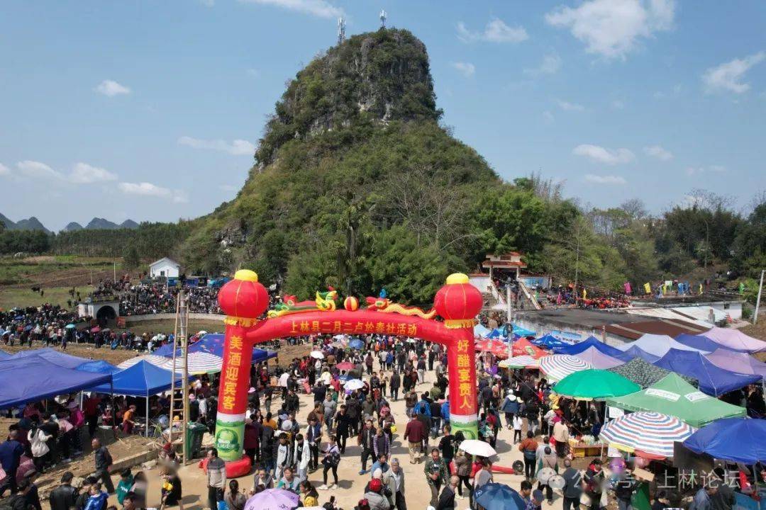 燃爆了!今天(二月二)上林木山乡卢於春社民俗活动现场人山人海