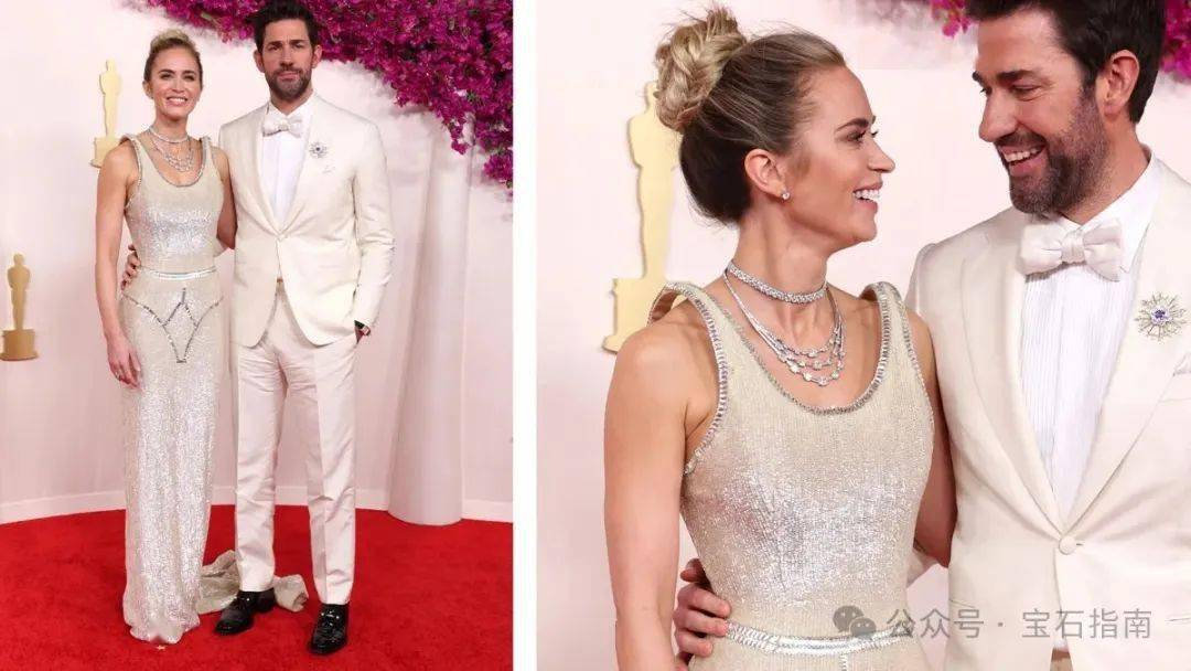 tiffany的珠宝——emily的钻石耳环,戒指和项链,还有john的花箭胸针