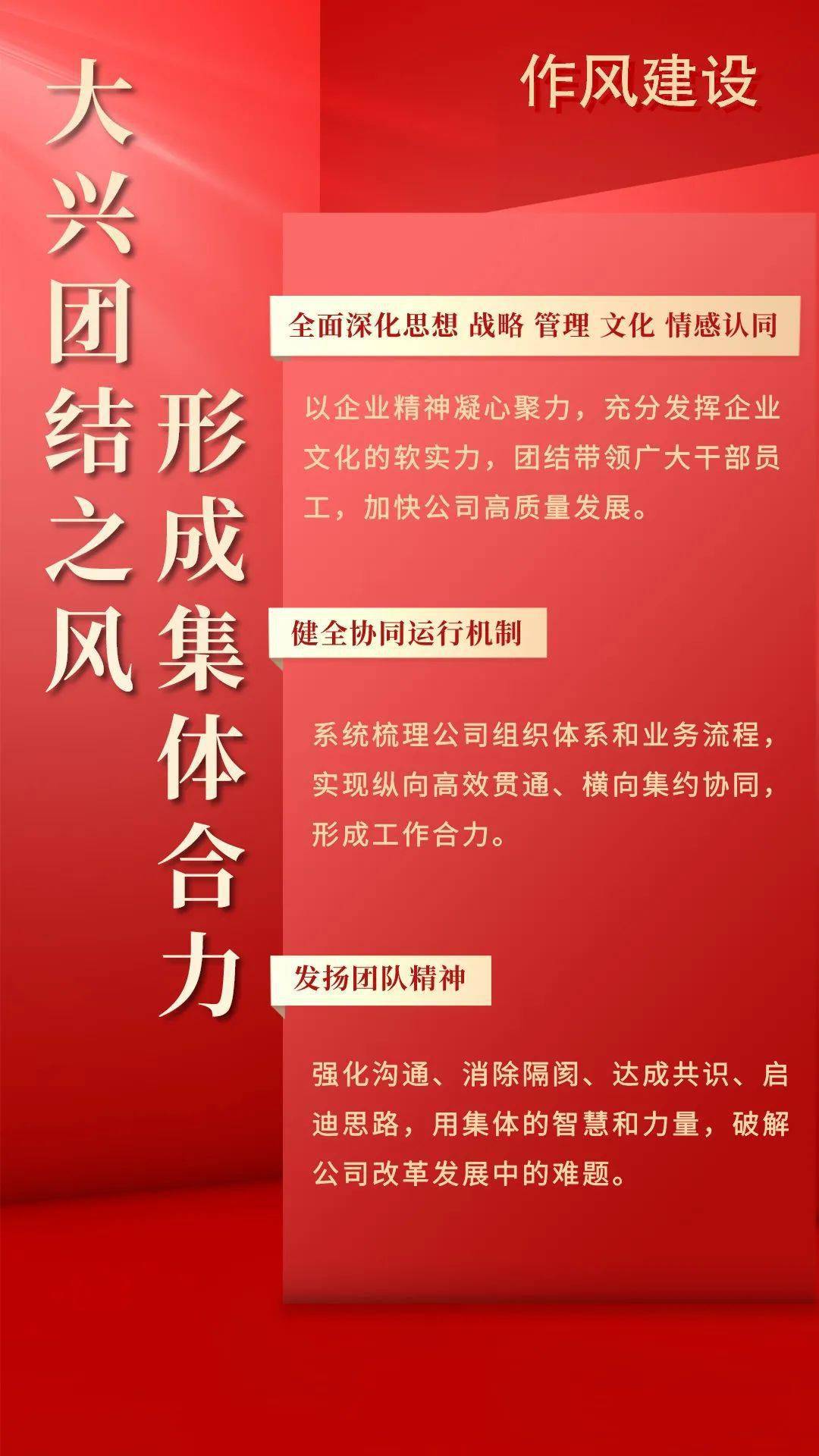 即:大兴团结之风,学习之风,创新之风,调研之风,实干之风和清廉之风