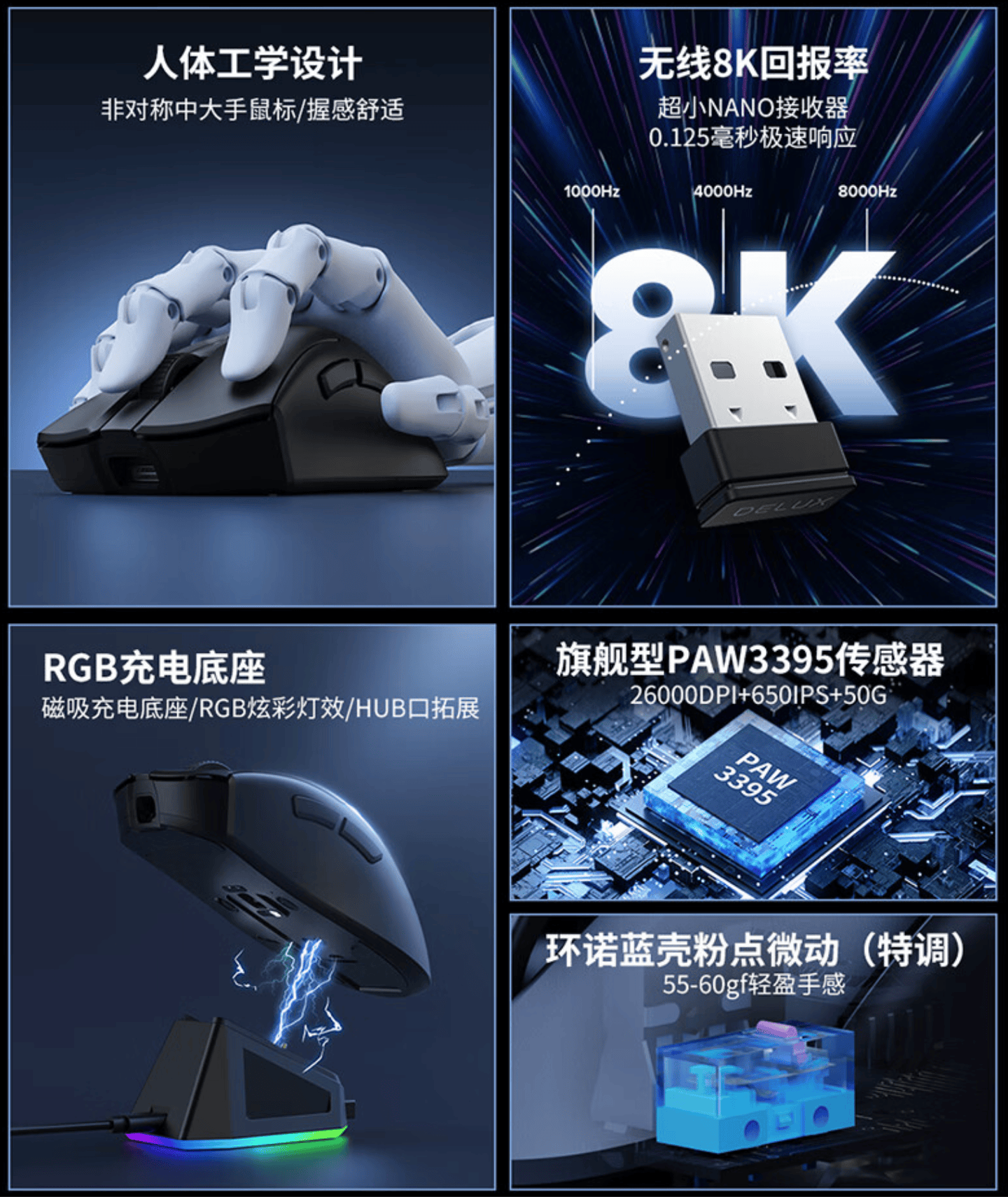 多彩推出m900pro无线游戏鼠标右手人体工学造型199元起